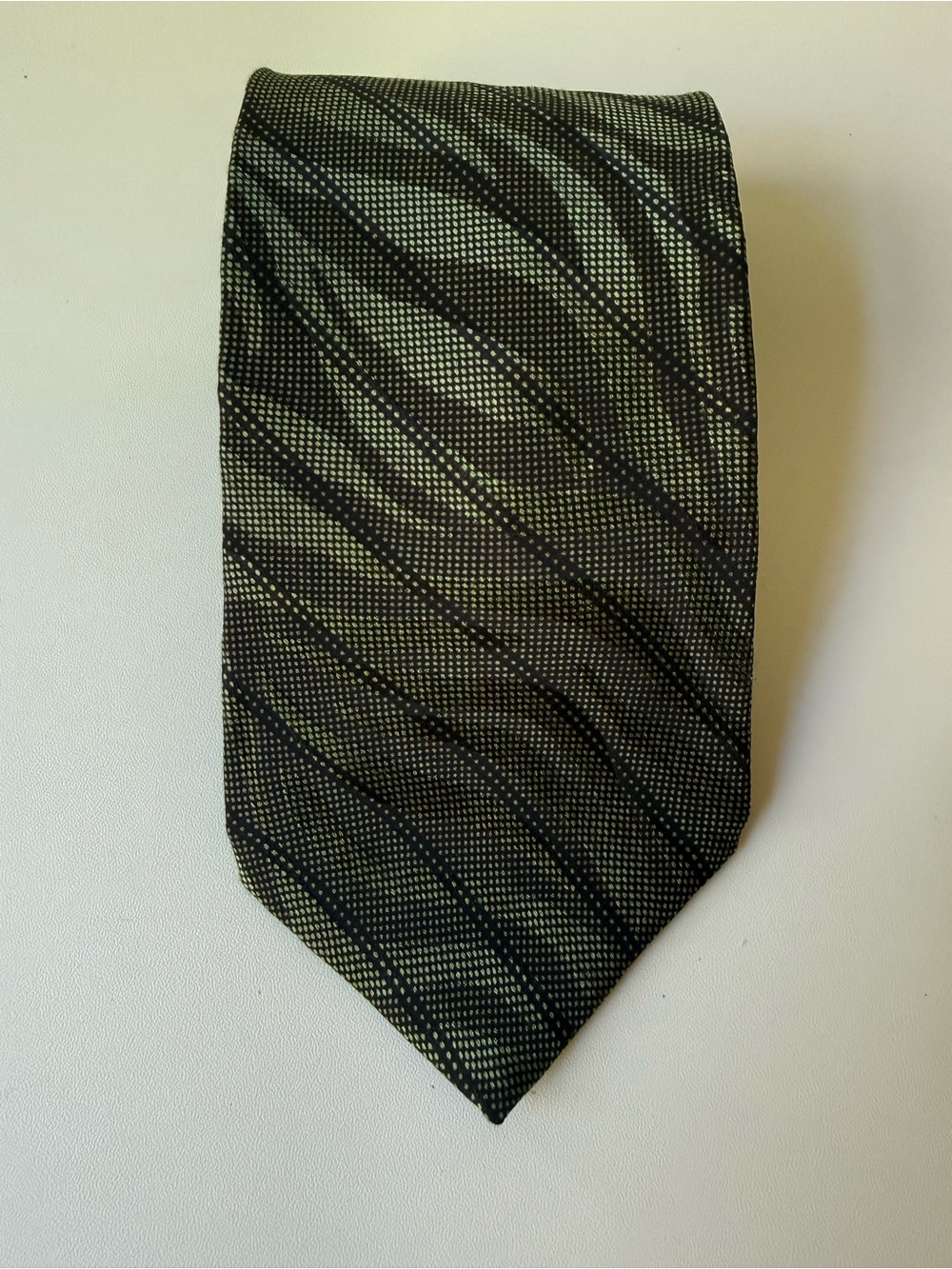 bp Olive Green and Black Diagonal Pattern Tie
